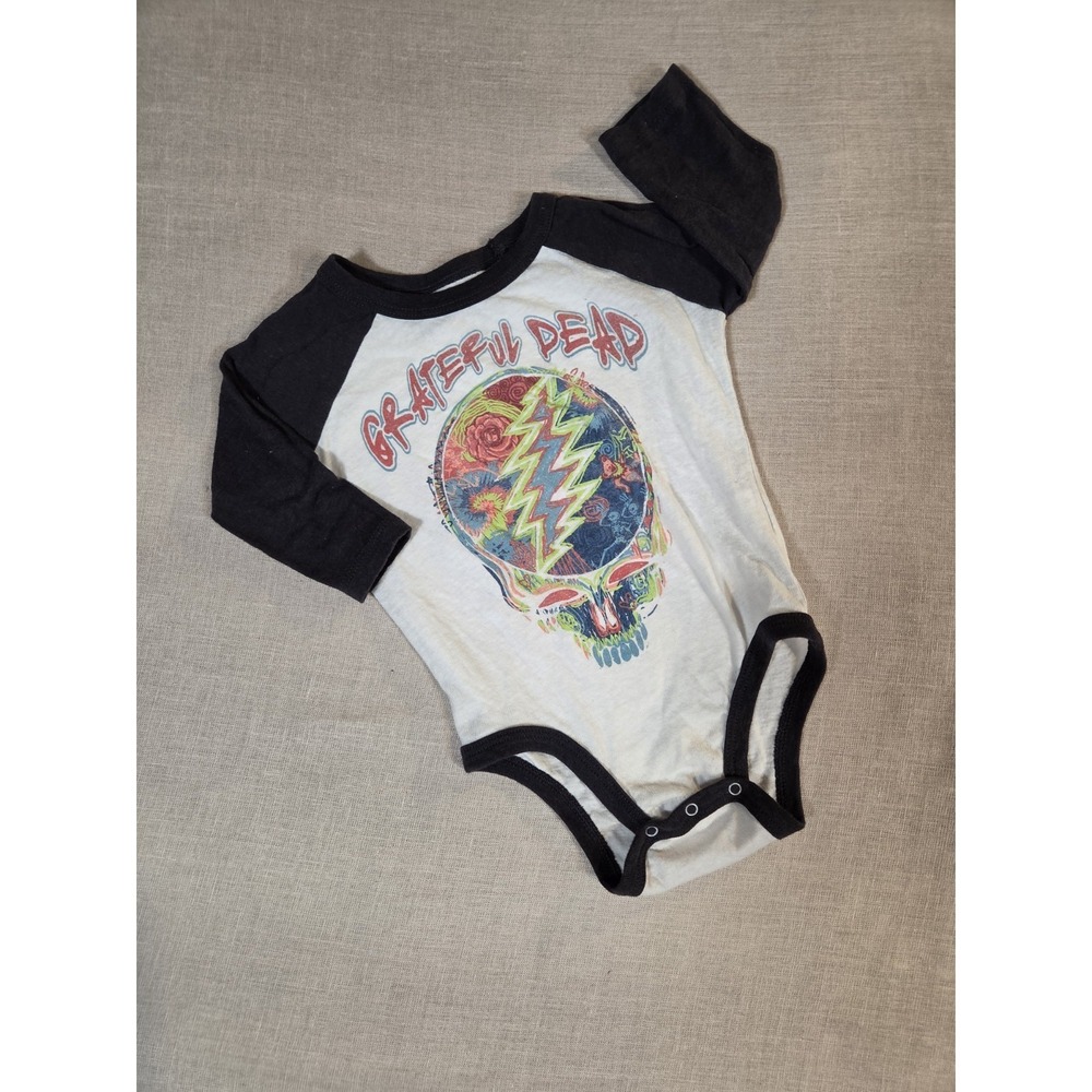 Rowdy Sprout Grateful Dead Baby Long Sleeve Raglan Retro Bodysuit 6-12 Mo